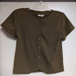 Olive Green Dress Suit Top by CHEM Size 6